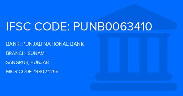 Punjab National Bank (PNB) Sunam Branch IFSC Code
