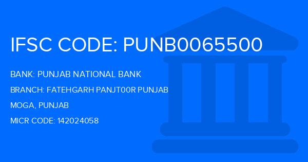 Punjab National Bank (PNB) Fatehgarh Panjt00R Punjab Branch IFSC Code