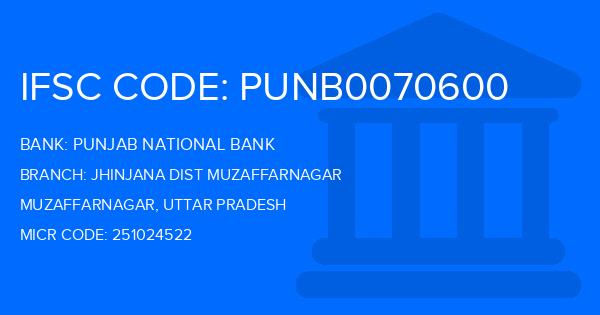 Punjab National Bank (PNB) Jhinjana Dist Muzaffarnagar Branch IFSC Code