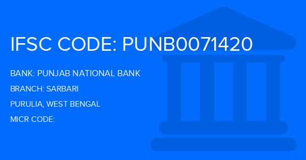 Punjab National Bank (PNB) Sarbari Branch IFSC Code