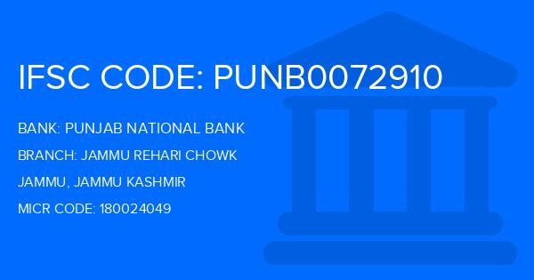 Punjab National Bank (PNB) Jammu Rehari Chowk Branch IFSC Code