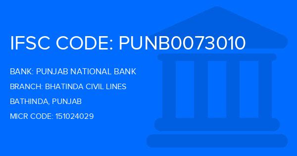 Punjab National Bank (PNB) Bhatinda Civil Lines Branch IFSC Code