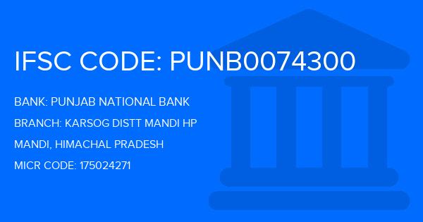 Punjab National Bank (PNB) Karsog Distt Mandi Hp Branch IFSC Code