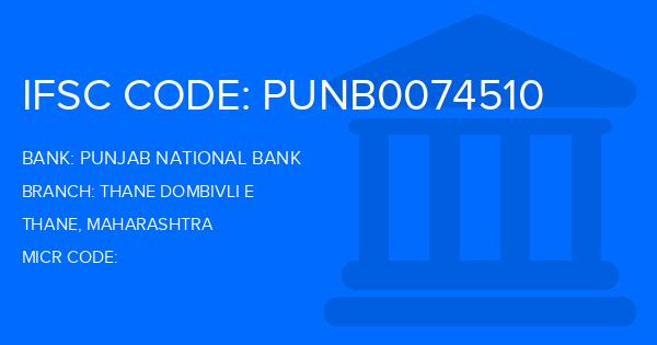 Punjab National Bank (PNB) Thane Dombivli E Branch IFSC Code