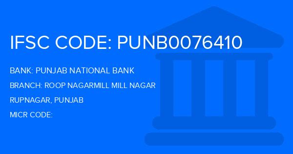 Punjab National Bank (PNB) Roop Nagarmill Mill Nagar Branch IFSC Code