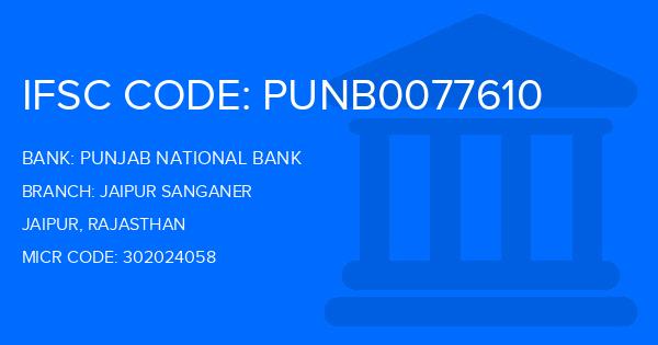Punjab National Bank (PNB) Jaipur Sanganer Branch IFSC Code