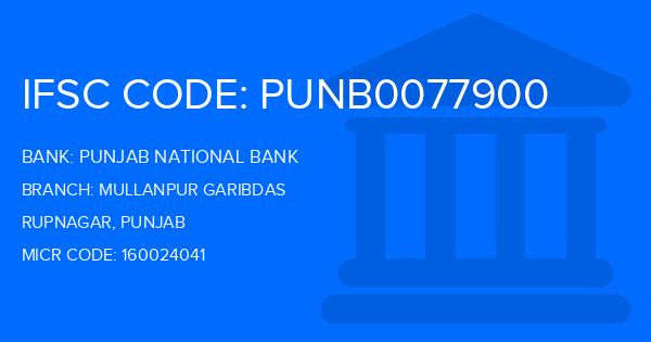 Punjab National Bank (PNB) Mullanpur Garibdas Branch IFSC Code