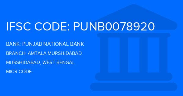 Punjab National Bank (PNB) Amtala Murshidabad Branch IFSC Code