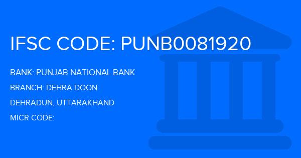 Punjab National Bank (PNB) Dehra Doon Branch IFSC Code