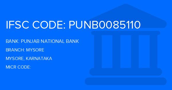 Punjab National Bank (PNB) Mysore Branch IFSC Code