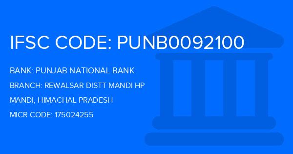 Punjab National Bank (PNB) Rewalsar Distt Mandi Hp Branch IFSC Code