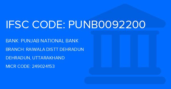 Punjab National Bank (PNB) Raiwala Distt Dehradun Branch IFSC Code