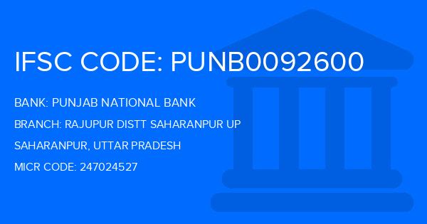 Punjab National Bank (PNB) Rajupur Distt Saharanpur Up Branch IFSC Code