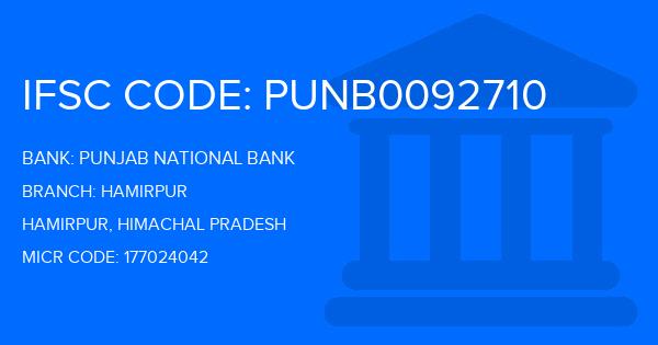 Punjab National Bank (PNB) Hamirpur Branch IFSC Code