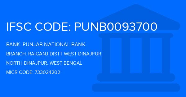 Punjab National Bank (PNB) Raiganj Distt West Dinajpur Branch IFSC Code