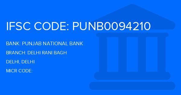 Punjab National Bank (PNB) Delhi Rani Bagh Branch IFSC Code