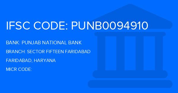 Punjab National Bank (PNB) Sector Fifteen Faridabad Branch IFSC Code