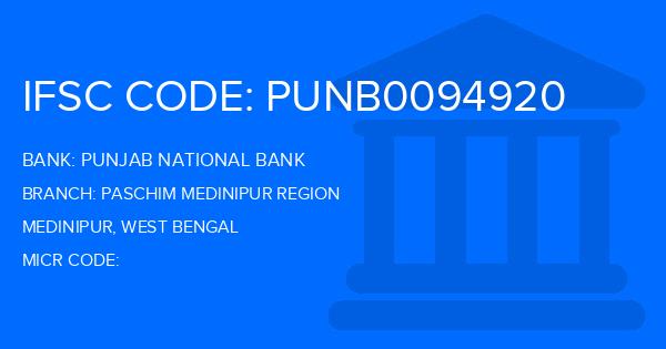 Punjab National Bank (PNB) Paschim Medinipur Region Branch IFSC Code
