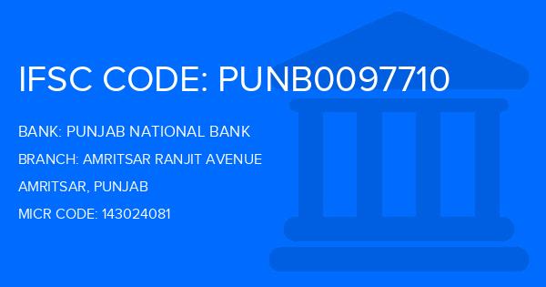 Punjab National Bank (PNB) Amritsar Ranjit Avenue Branch IFSC Code