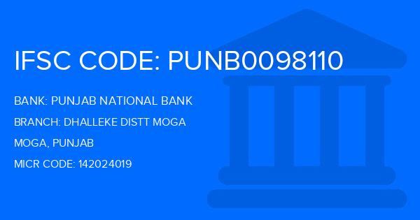 Punjab National Bank (PNB) Dhalleke Distt Moga Branch IFSC Code