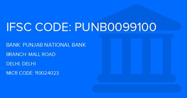 Punjab National Bank (PNB) Mall Road Branch IFSC Code