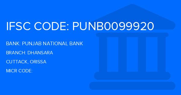 Punjab National Bank (PNB) Dhansara Branch IFSC Code