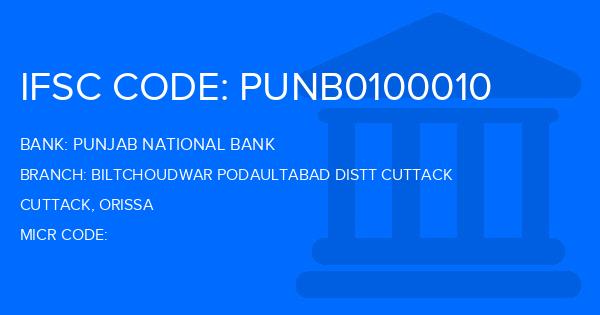 Punjab National Bank (PNB) Biltchoudwar Podaultabad Distt Cuttack Branch IFSC Code