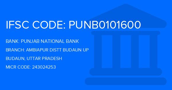 Punjab National Bank (PNB) Ambiapur Distt Budaun Up Branch IFSC Code