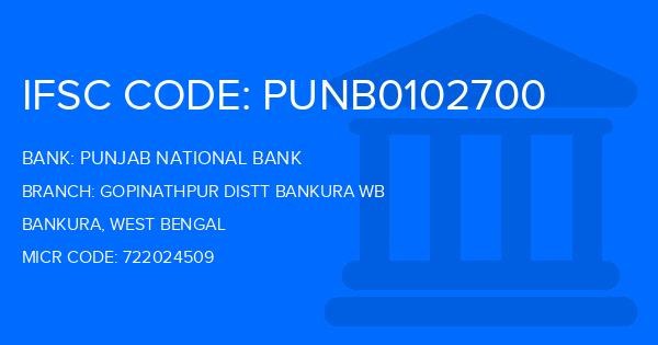 Punjab National Bank (PNB) Gopinathpur Distt Bankura Wb Branch IFSC Code