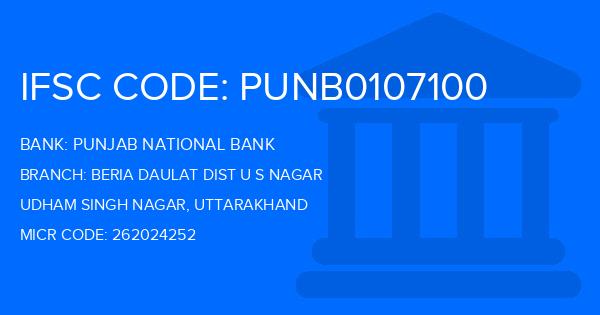 Punjab National Bank (PNB) Beria Daulat Dist U S Nagar Branch IFSC Code