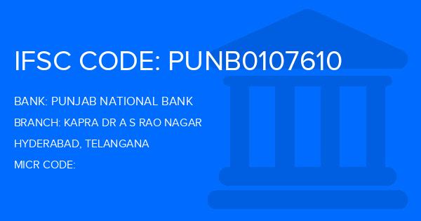 Punjab National Bank (PNB) Kapra Dr A S Rao Nagar Branch IFSC Code