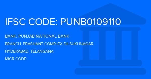 Punjab National Bank (PNB) Prashant Complex Dilsukhnagar Branch IFSC Code