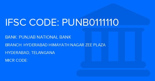 Punjab National Bank (PNB) Hyderabad Himayath Nagar Zee Plaza Branch IFSC Code