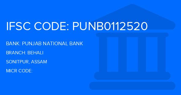 Punjab National Bank (PNB) Behali Branch IFSC Code