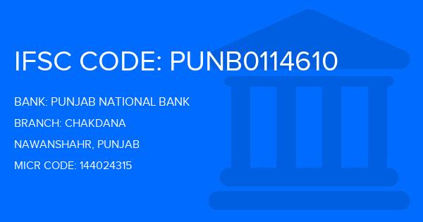 Punjab National Bank (PNB) Chakdana Branch IFSC Code