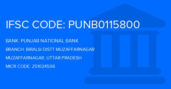Punjab National Bank (PNB) Biralsi Distt Muzaffarnagar Branch IFSC Code