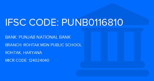 Punjab National Bank (PNB) Rohtak Mdn Public School Branch IFSC Code