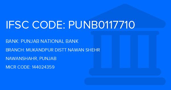 Punjab National Bank (PNB) Mukandpur Distt Nawan Shehr Branch IFSC Code