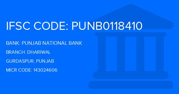 Punjab National Bank (PNB) Dhariwal Branch IFSC Code