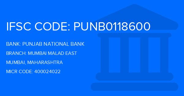 Punjab National Bank (PNB) Mumbai Malad East Branch IFSC Code
