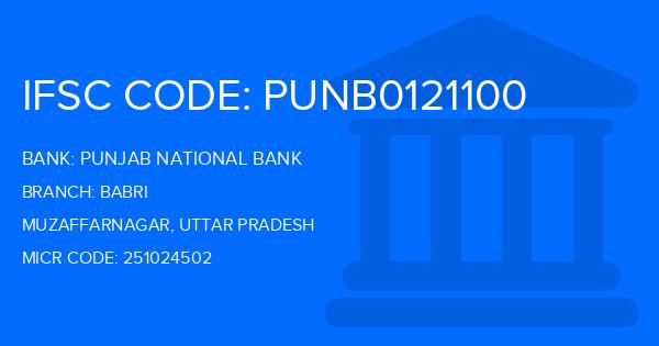 Punjab National Bank (PNB) Babri Branch IFSC Code