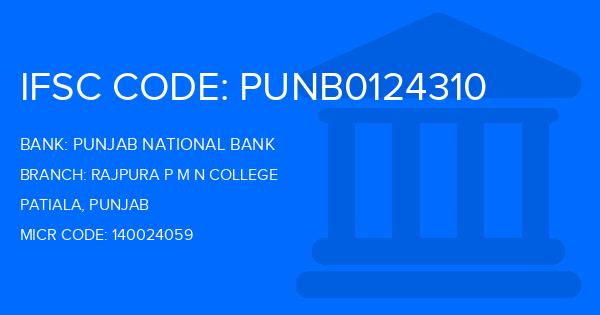 Punjab National Bank (PNB) Rajpura P M N College Branch IFSC Code