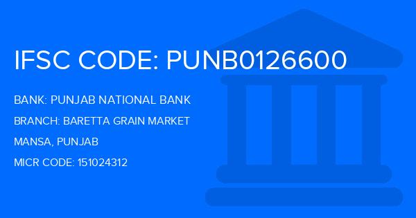 Punjab National Bank (PNB) Baretta Grain Market Branch IFSC Code