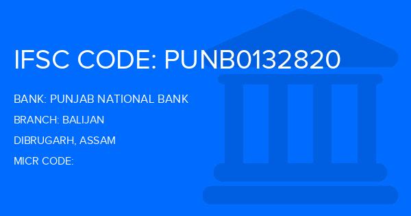 Punjab National Bank (PNB) Balijan Branch IFSC Code