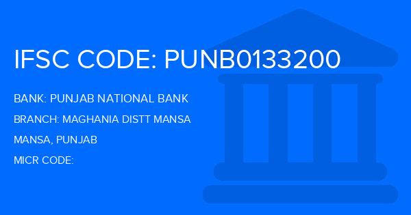Punjab National Bank (PNB) Maghania Distt Mansa Branch IFSC Code