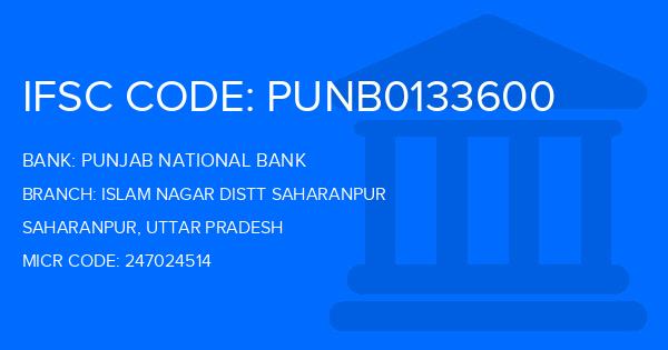 Punjab National Bank (PNB) Islam Nagar Distt Saharanpur Branch IFSC Code