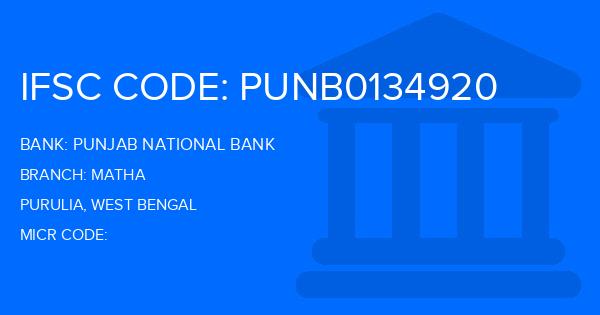 Punjab National Bank (PNB) Matha Branch IFSC Code