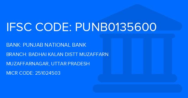 Punjab National Bank (PNB) Badhai Kalan Distt Muzaffarn Branch IFSC Code