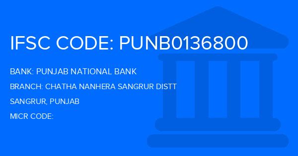 Punjab National Bank (PNB) Chatha Nanhera Sangrur Distt Branch IFSC Code