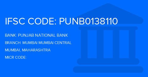 Punjab National Bank (PNB) Mumbai Mumbai Central Branch IFSC Code